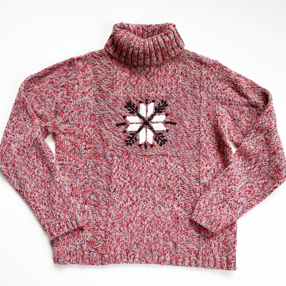 Sag Harbor Sport Snowflake Turtleneck Knit Sweater Size Small VGUC